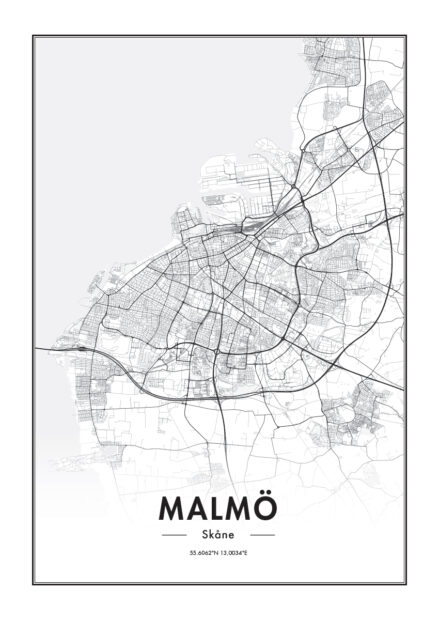 Juliste Malmön kartta Juliste 1