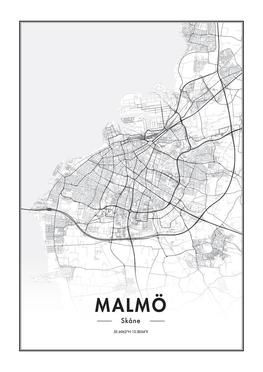 Malmön kartta Juliste - Posterland