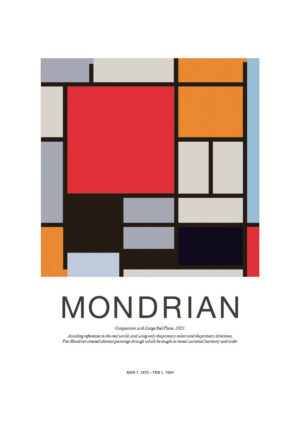 Juliste Mondrian asetelma, suuri, punainen Juliste 1