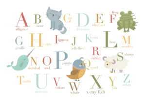 Juliste Alphabet English Animal names Juliste 1