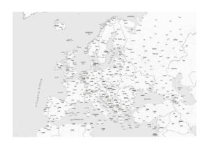 Juliste Euroopan kartta - maat ja kaupungit Juliste 1