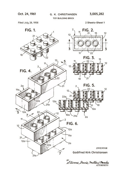 Juliste Lego brick patent white Juliste 1