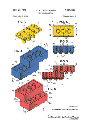 Juliste Lego brick patent colored Juliste 1