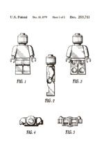 Juliste Lego man patent black and white Juliste 1