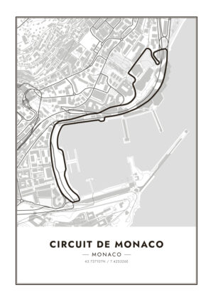 Juliste Circuit de Monaco white Formula 1 Juliste 1