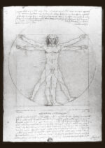Juliste Vitruvian Man - Leonardo da Vinci Mustavalkoinen Juliste 1