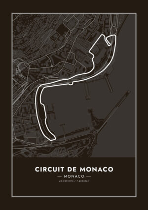 Juliste Circuit de Monaco black F1 Juliste 1